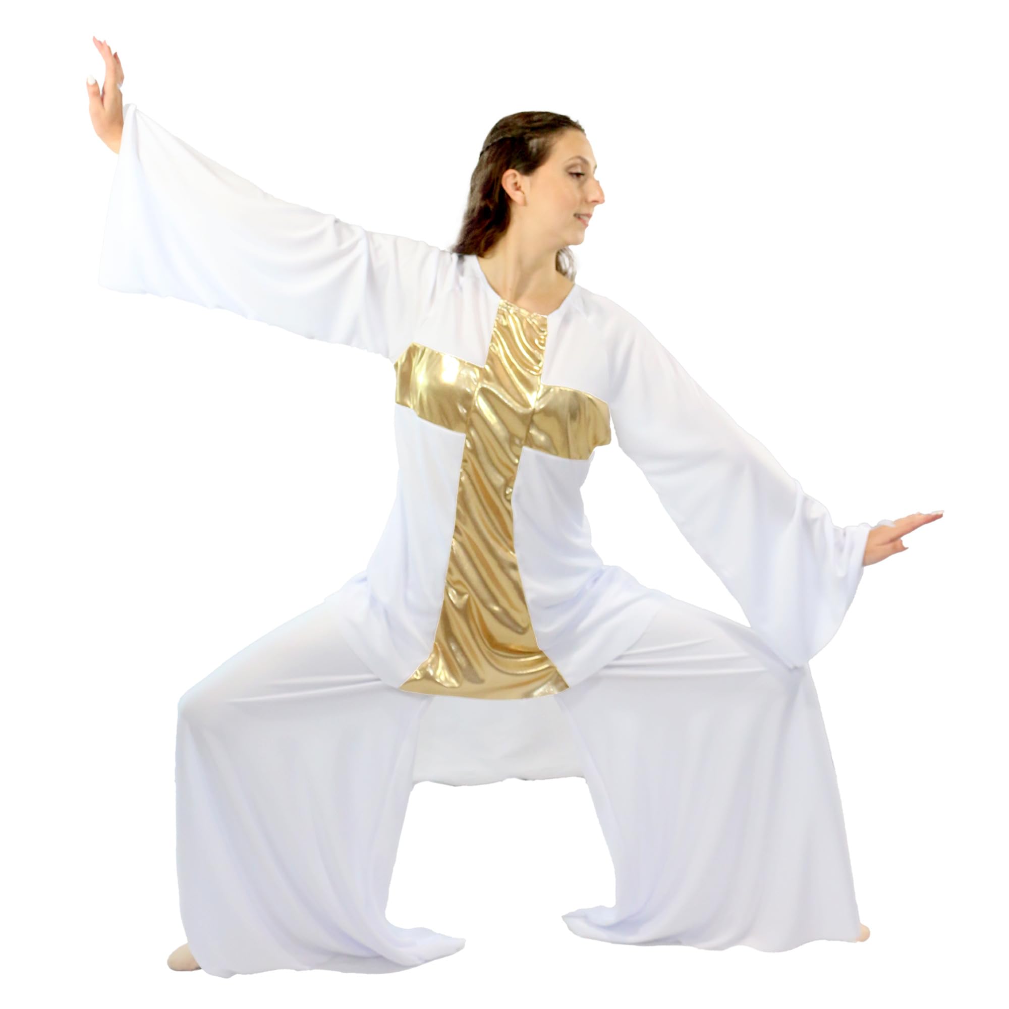 DanZcue Women's Worship & Praise Dance Cross Pullover Top - Comfortable Church Performance & Christian Dance Apparel for Women