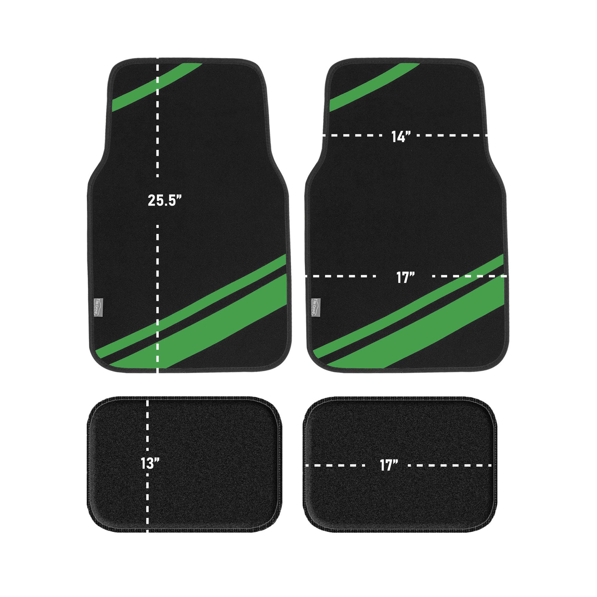 FH Group Light Breezy Green Car Seat Covers Combo Set - Universal Fit for Cars, Trucks & SUVs | Includes Luxe Carpet Floor Mats & Steering Wheel Cover | Perfect for Summer Driving & Interior Protection