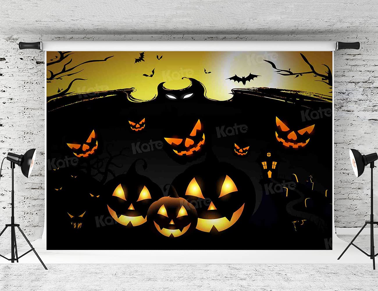 Halloween Pumpkin Backdrop 7x5ft - Photography Studio Props for Halloween Party Decor