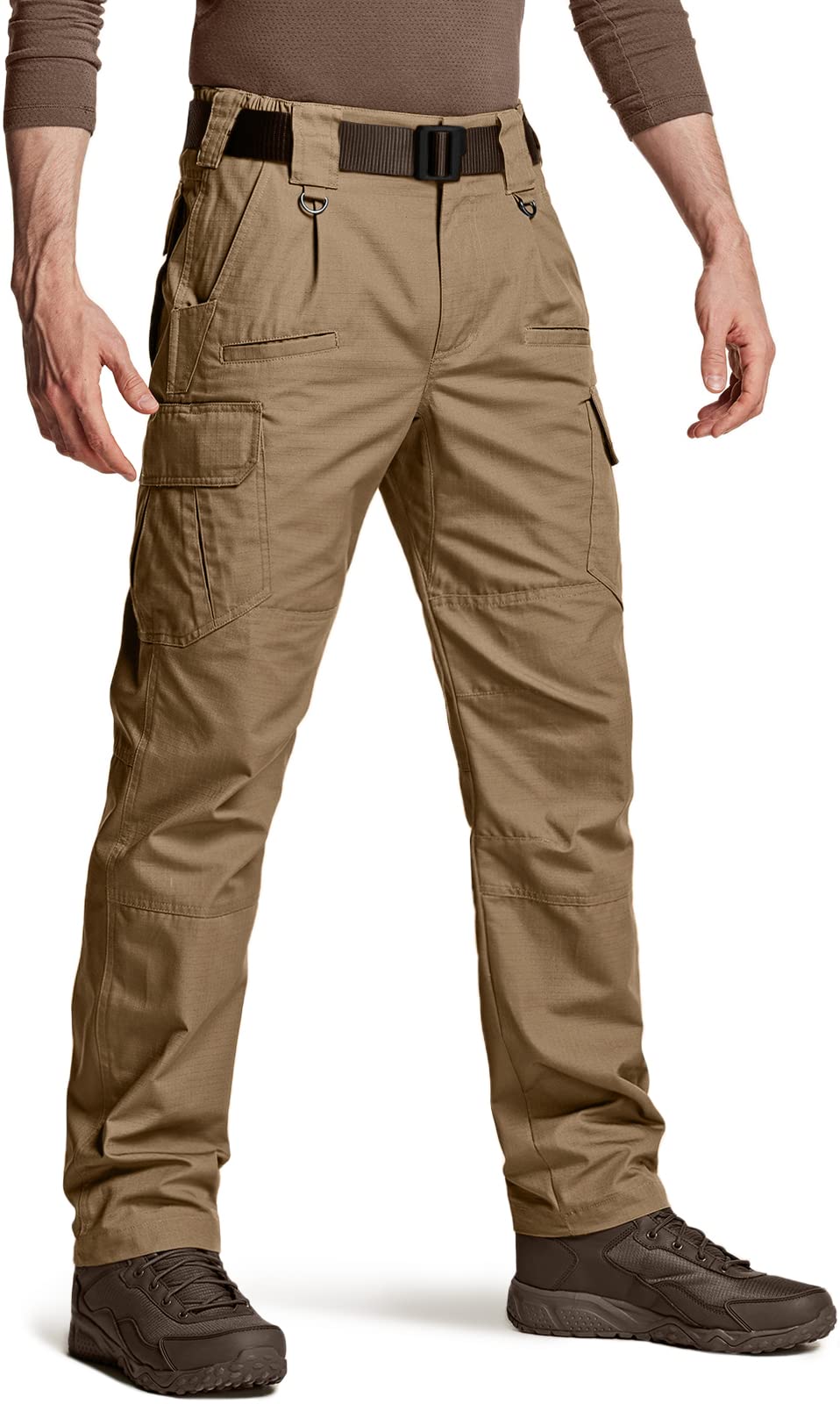 CQR Men's Tactical Pants - Water Resistant Ripstop Cargo Pants for Hiking, Work & Outdoor Activities | Lightweight Durable EDC Pants for Camping, Travel & Everyday Wear
