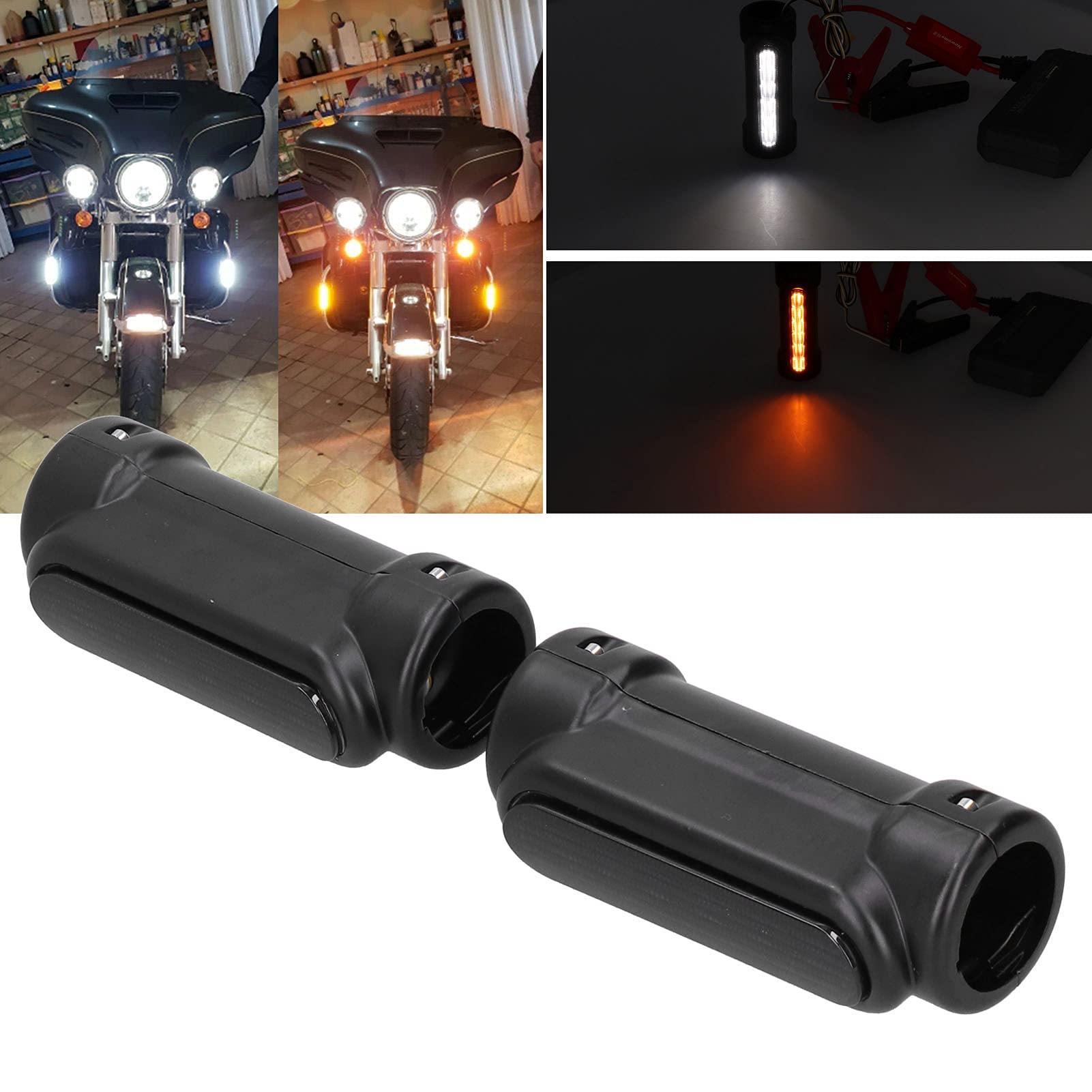Buachois Motorcycle Highway Bar Lights - 12V Switchback LED Driving Lights with Turn Signals, Fits 1-1/4