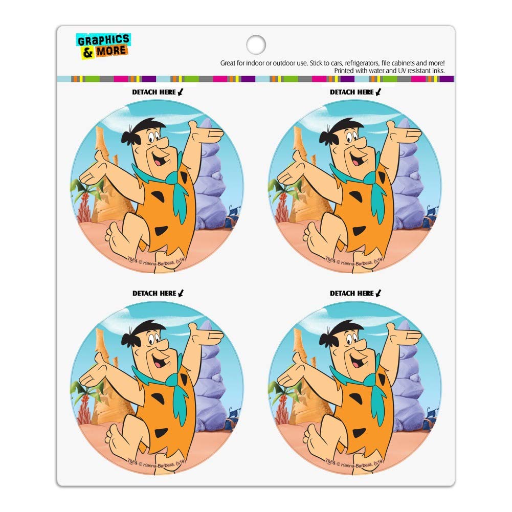 The Flintstones Fred Character Refrigerator Magnet Set - 6 Pack Vinyl Circle Magnets for Fridge, Locker & Office - Fun Cartoon Decor for Kitchen, Dorm & Workspace