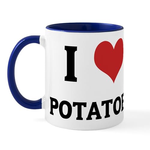 White/Navy Inside - I Love Potatoes Mug