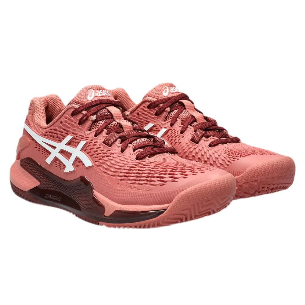 ASICS Gel Resolution 9 Women's Clay Court Tennis Shoes - Light Garnet/White | High-Performance for Competitive Play & Training | Perfect for Outdoor Clay Courts & Tennis Tournaments