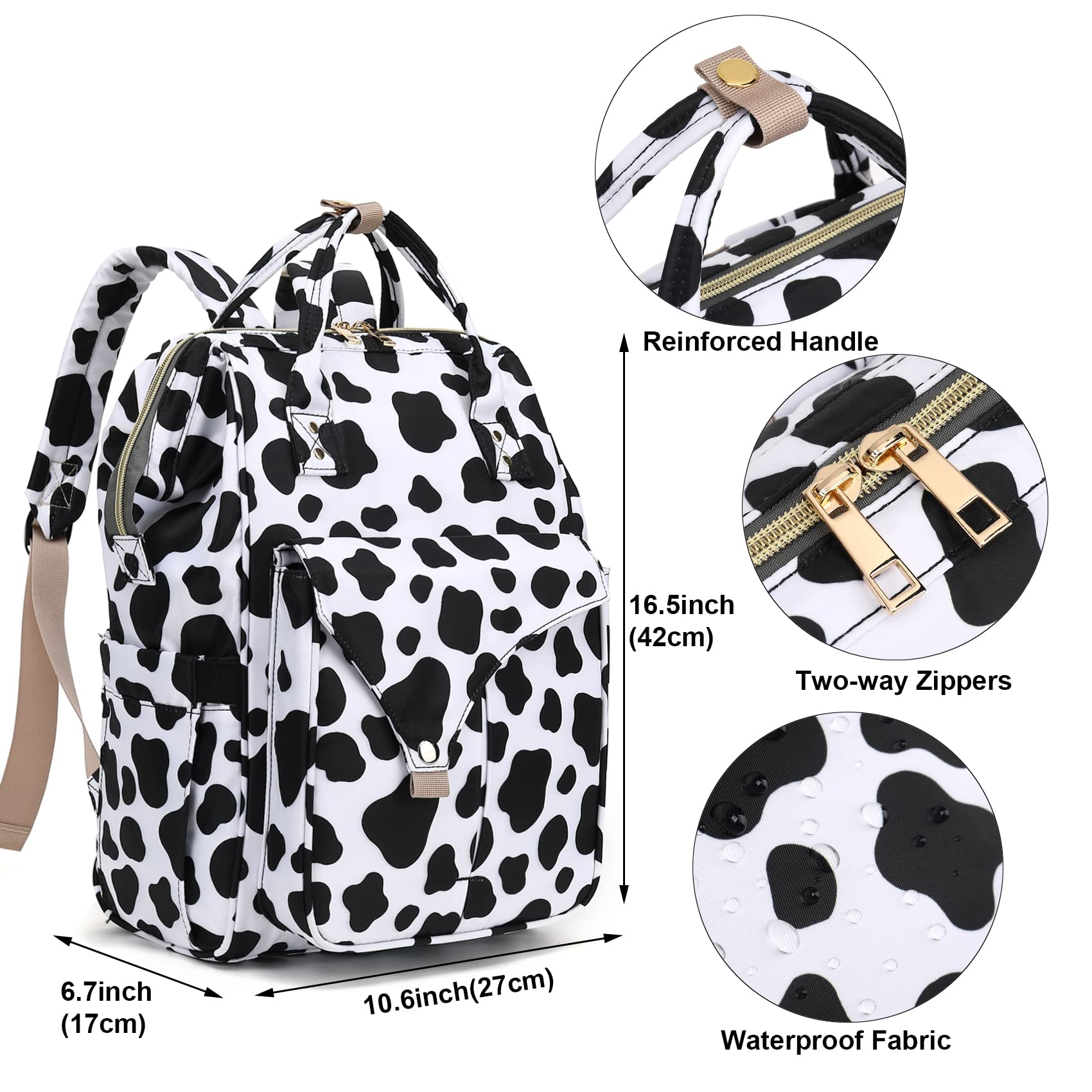 Stylish Cow Print Laptop Backpack for Women - 15.6 Inch Notebook School Backpack, College Bookbag, Nurse Work Bag & Travel Daypack (Perfect for Work, School, Commuting & Weekend Adventures)