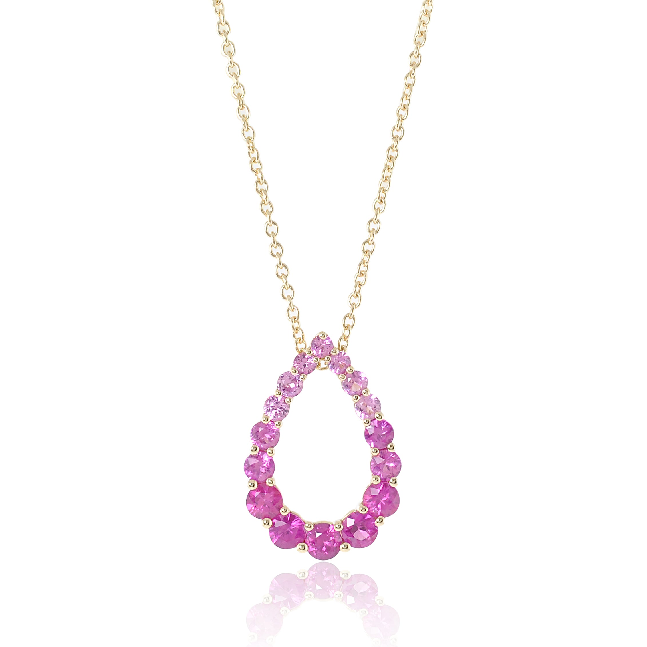 Elegant Graduated Pink Sapphire Pendant Necklace | 14K Gold Jewelry for Women | Perfect for Weddings, Anniversaries & Special Occasions