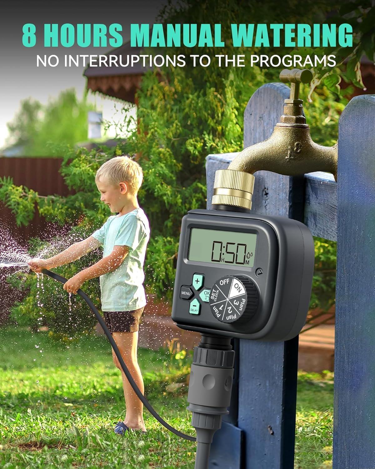RAINPOINT Smart Sprinkler Timer with 3 Custom Programs - Waterproof Hose Timer with Brass Inlet, Rain Delay & Auto/Manual Irrigation System (1 Outlet) - Perfect for Lawn, Garden & Landscape Watering