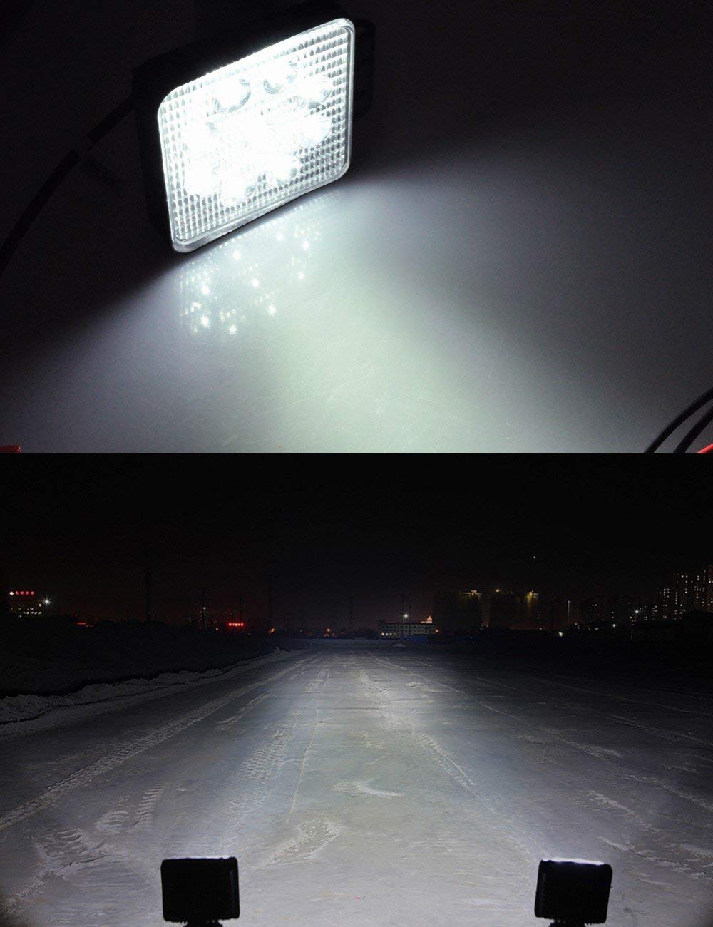 27W 3-Inch Square Mini LED Spot Work Light Pods for Trucks - Off Road Fog Driving Lights - Waterproof Dustproof for ATV UTV 4x4 SUV Boats Marine