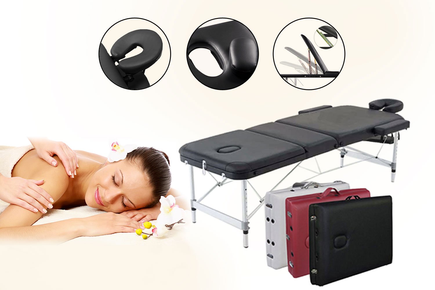 Portable 3-Section Aluminum Massage Table 84