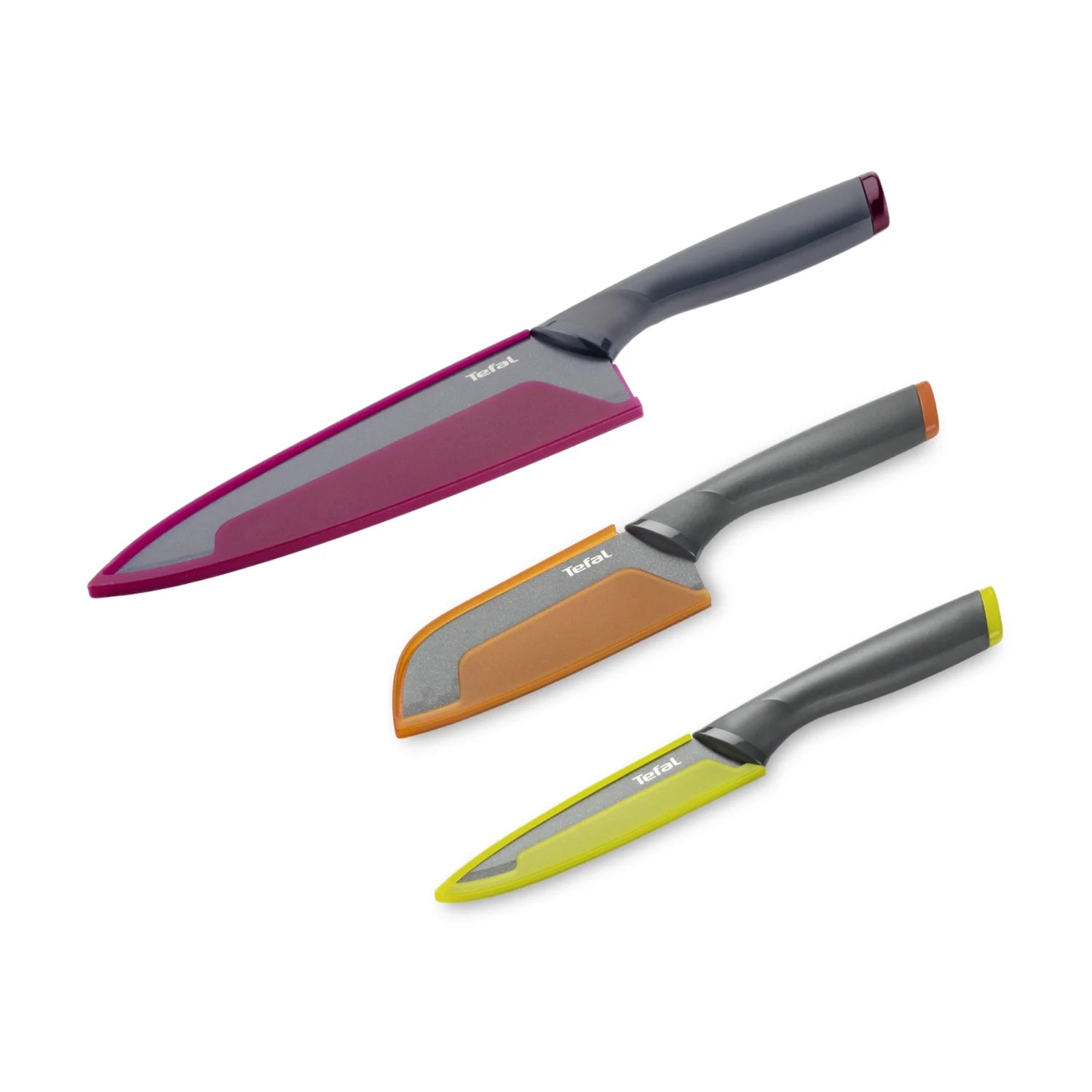 Tefal Fresh Kitchen 3-Piece Non-Stick Stainless Steel Knife Set - K122S324 - Perfect for Slicing, Dicing, and Chopping Fruits, Vegetables, and Meats