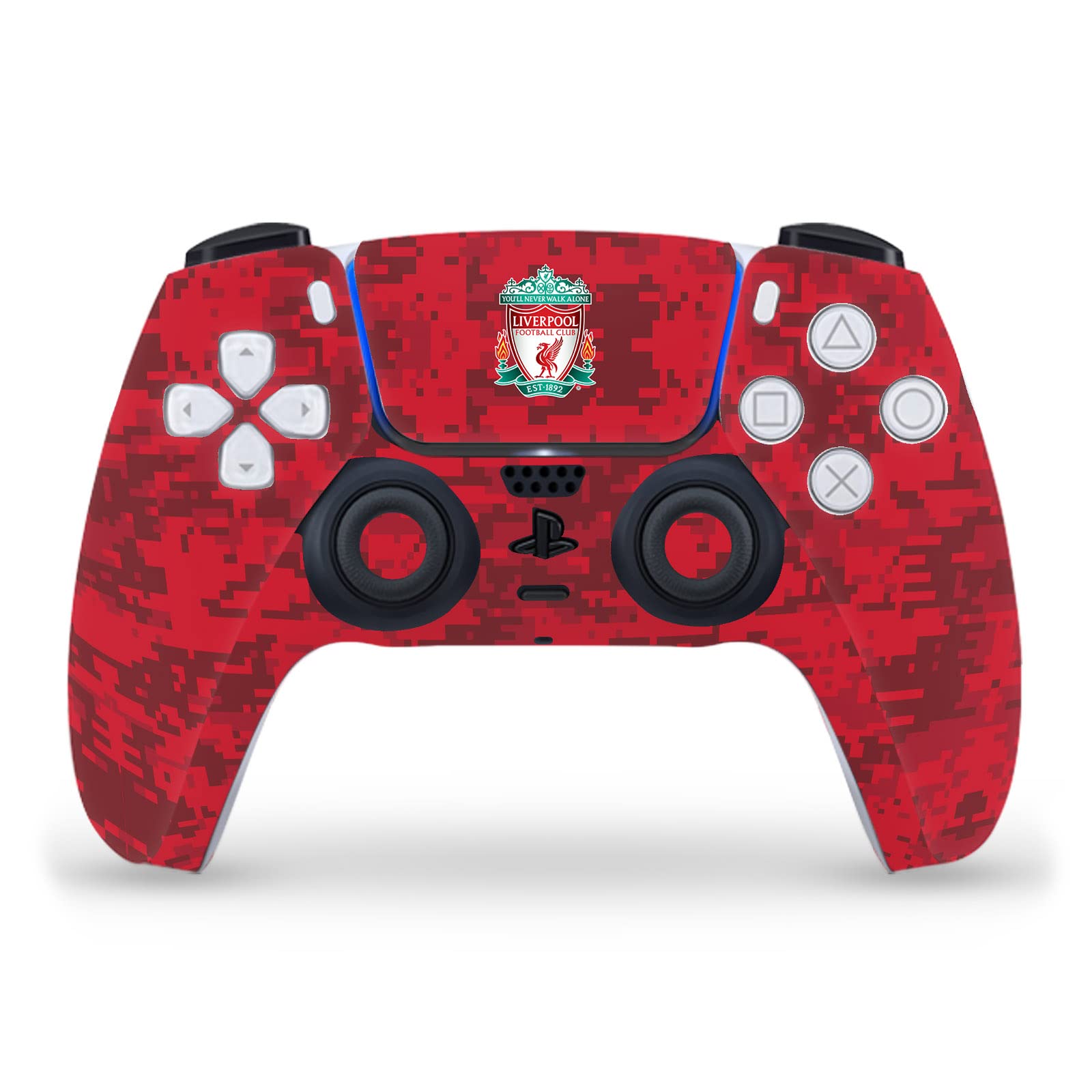 Official Liverpool FC Crest Red Camouflage Vinyl Sticker for Sony PS5 Slim & DualSense Controller - Gaming Skin Decal for Football Fans, Custom Console & Controller Protection - Perfect for Game Rooms, Man Caves & Gifts
