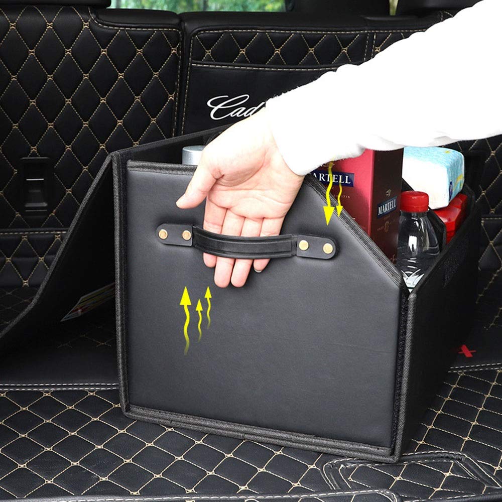 Premium Foldable Car Trunk Storage Box - Expandable Leather Organizer for SUV, Sedan & Travel (Medium Size) | Perfect for Road Trips, Grocery Storage & Vehicle Organization