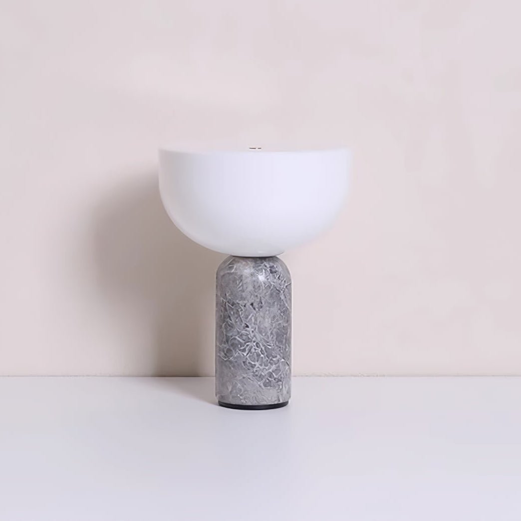 Arno Sphere Marble Table Lamp - Modern Home Decor Lighting for Living Room, Bedroom & Office - Elegant Nightstand Lamp with Marble Base & Fabric Shade