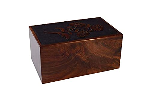 Tree of Life Engraved Wooden Cremation Urn for Ashes - Handcrafted Rosewood Adult Urn Box (7