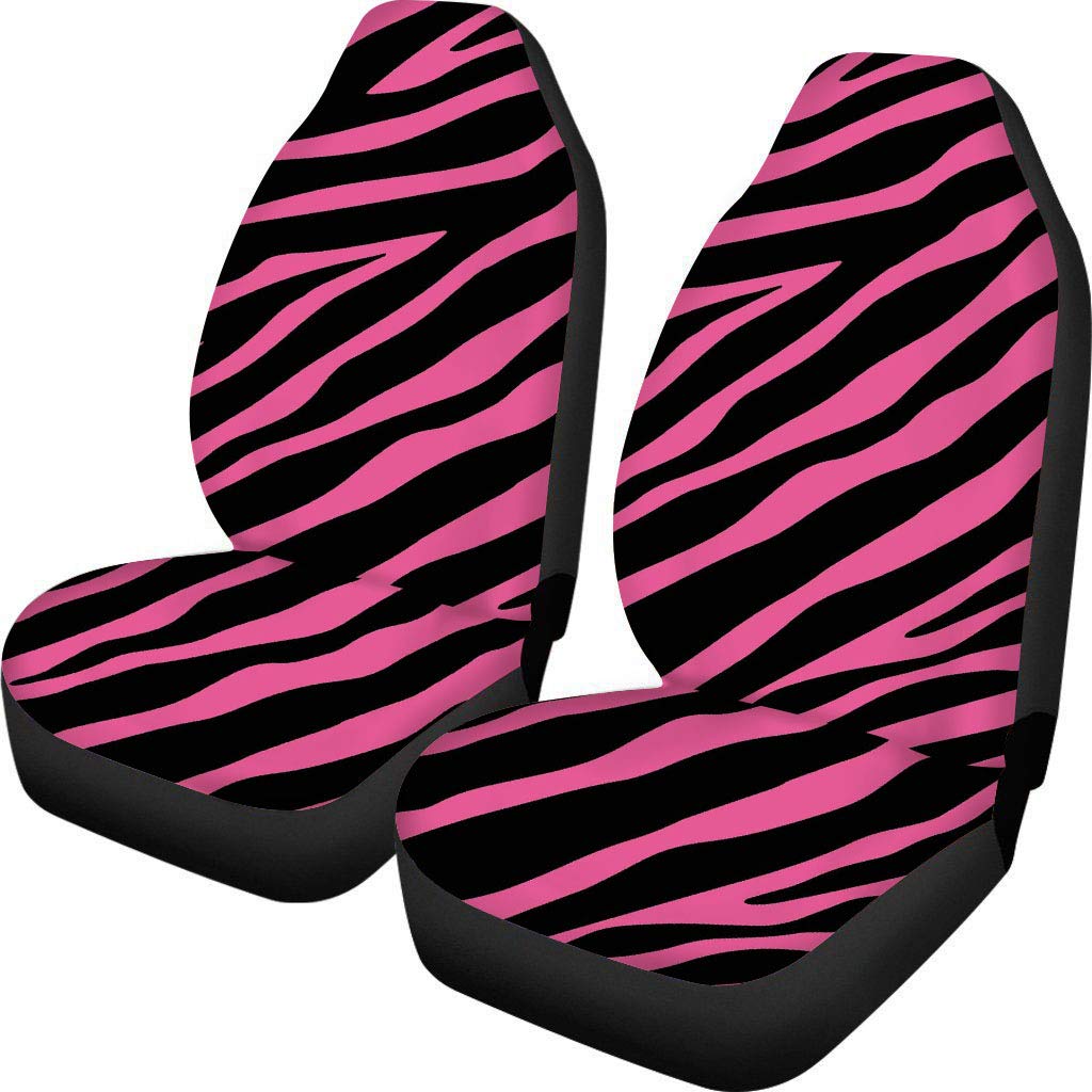 UNICEU 2-Piece Pink Zebra Print Car Seat Covers Set - Premium Front Bucket Seat Protectors for Women | Waterproof & Non-Slip | Perfect for Daily Commute, Road Trips & Car Interior Protection