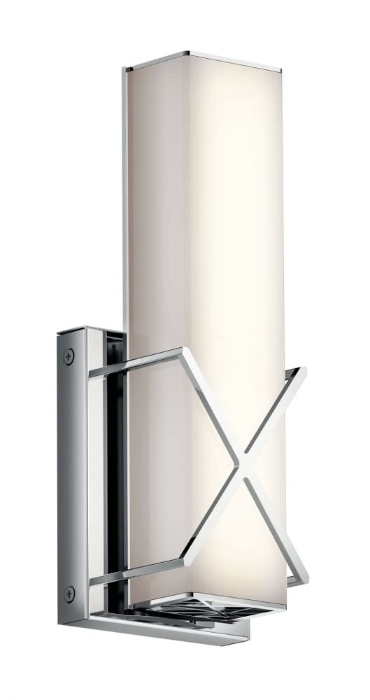 Modern Brushed Nickel Wall Sconce with Satin Etched White Glass - 12