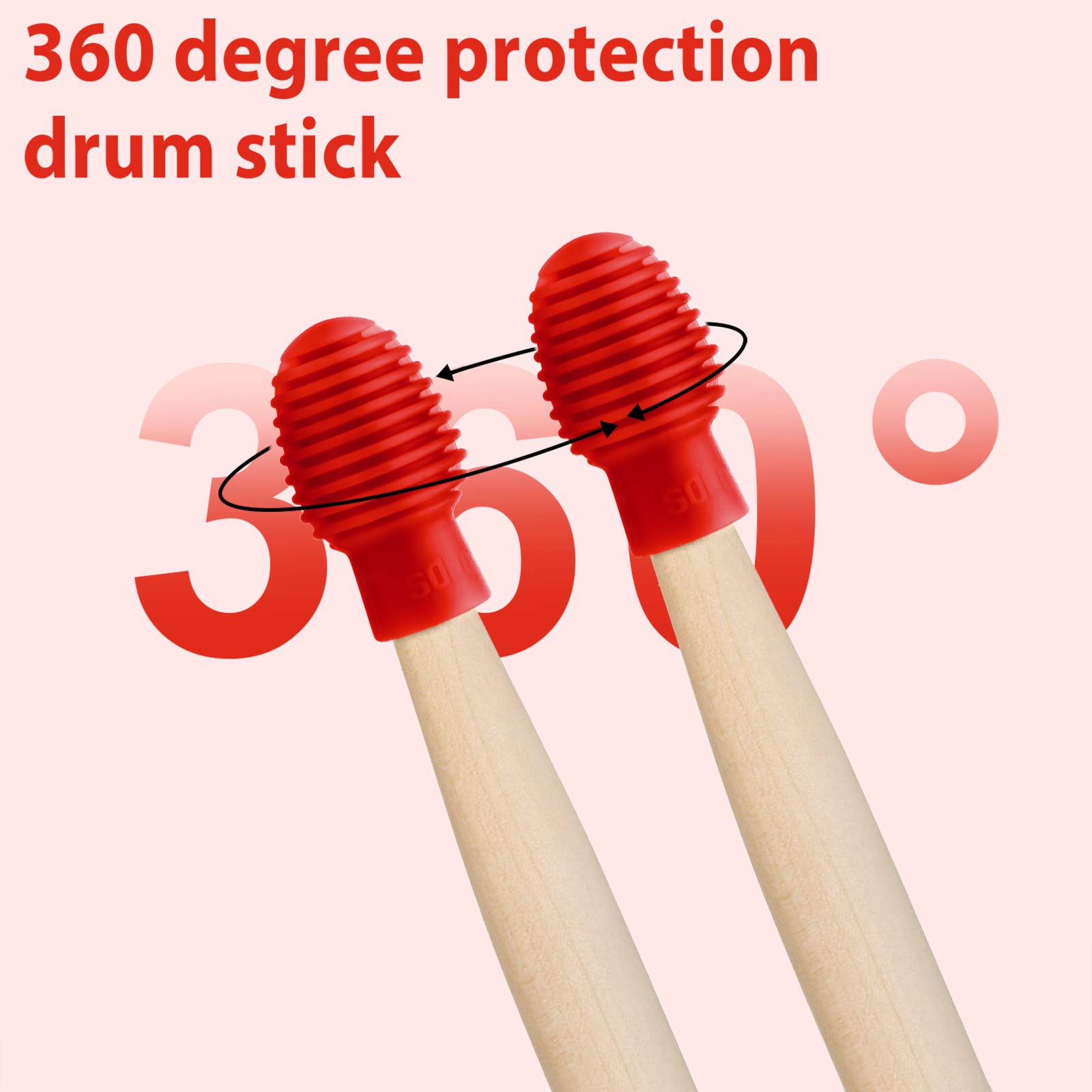 4-Piece Silicone Drum Mute Dampener Set - Silent Practice Drumstick Tips for Noise Reduction - Percussion Accessories Replacement (Red, Grid) - Perfect for Home Practice, Apartment Drumming & Quiet Rehearsals