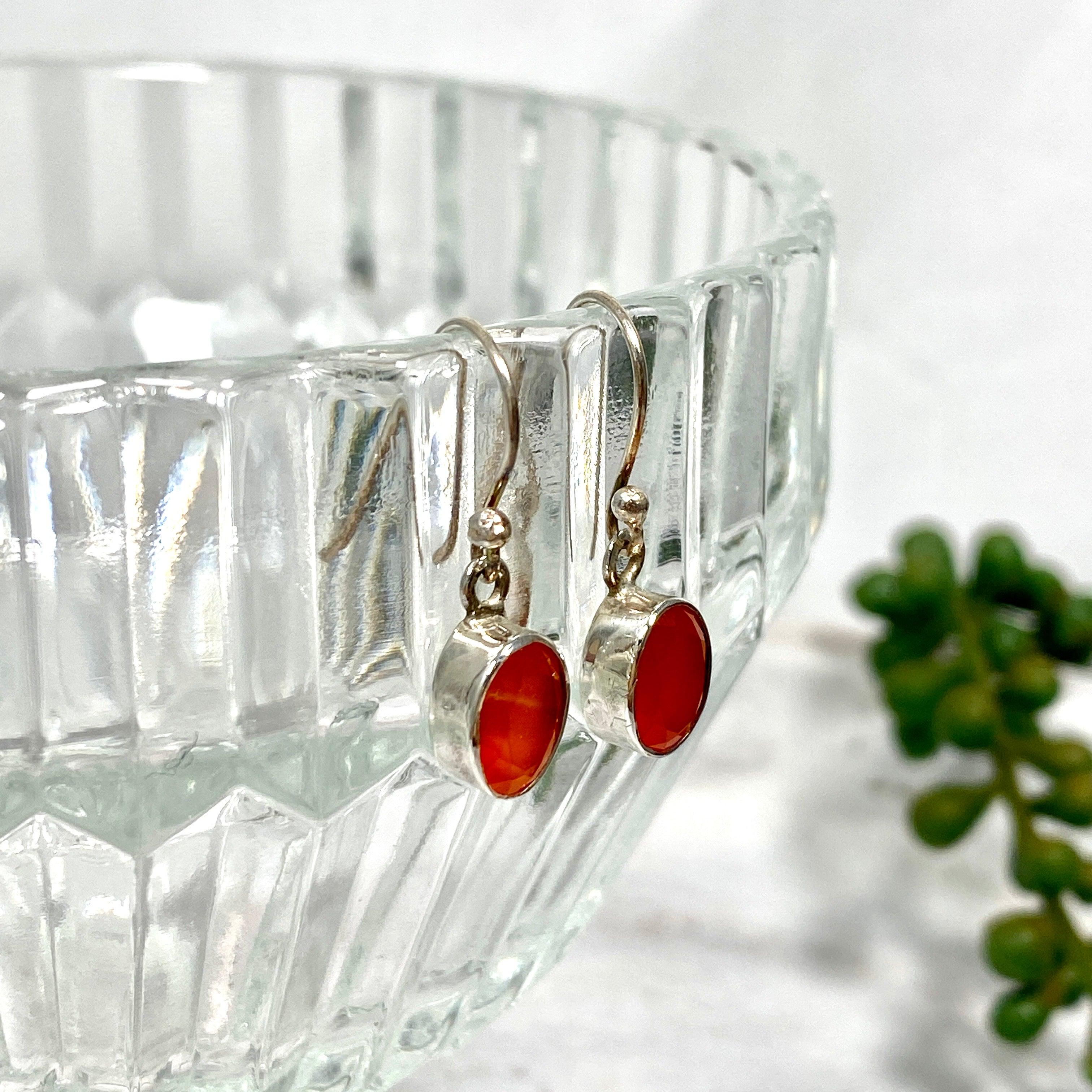 Natural Carnelian Petite Oval Faceted Stud Earrings R2363 CRO - Elegant Jewelry for Women, Perfect for Parties, Weddings & Daily Wear