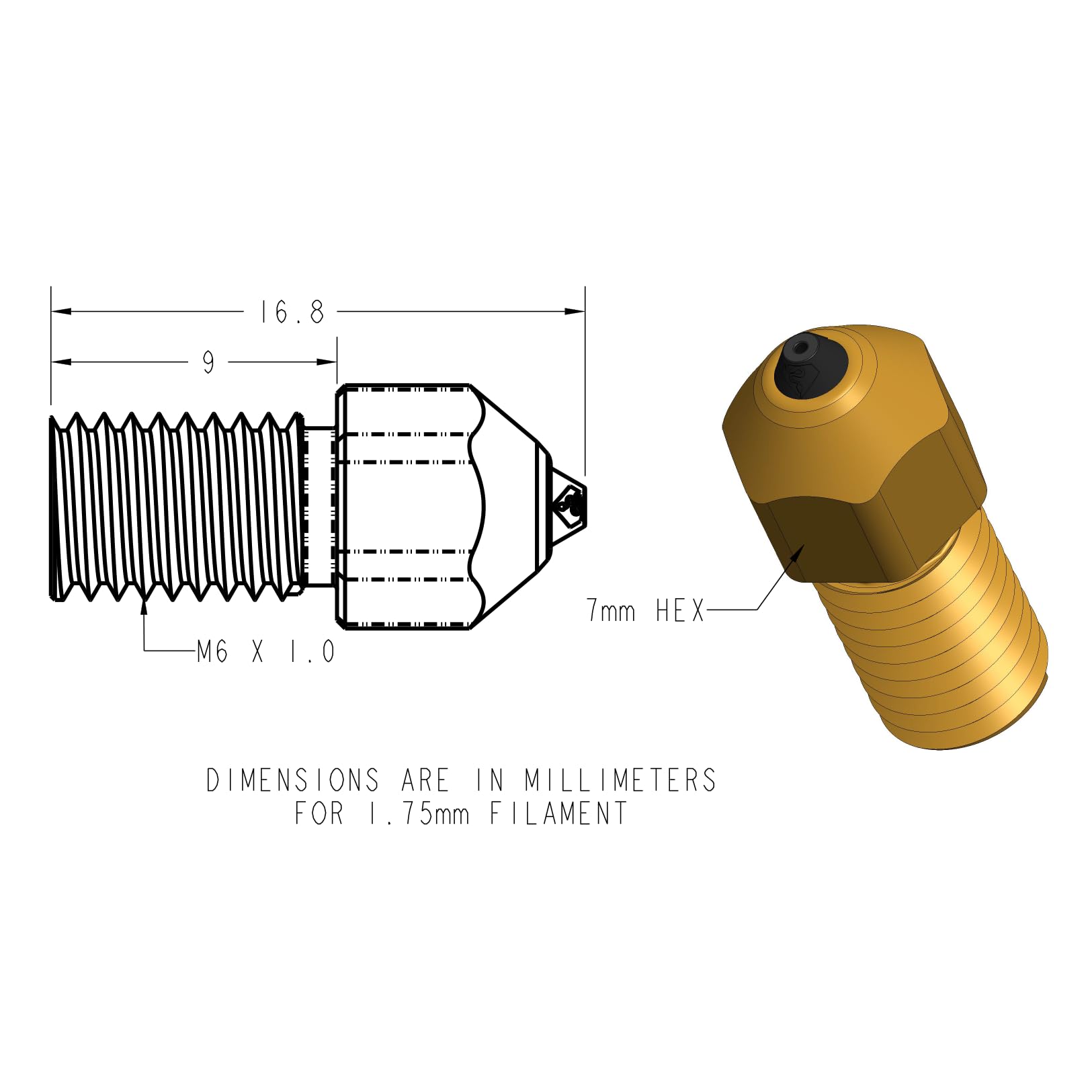 Premium Diamondback Nozzles – Spider 3D Printer Compatible – Polycrystalline Solid Diamond Tip for Improved Extrusion & Long Life – Wear Resistant, USA Made (0.4mm) – Ideal for High-Temp Filaments, Precision Printing & Industrial 3D Applications