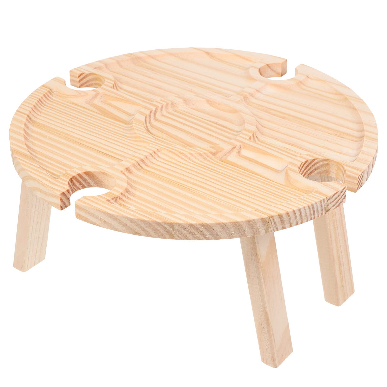 Portable Folding Wooden Picnic Table with Serving Plates - Outdoor Dining & Wine Party