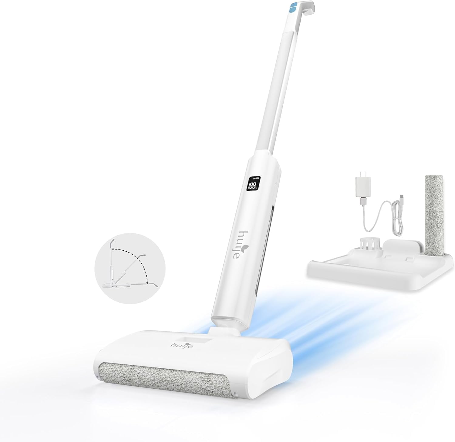 **Huije Cordless Wet Dry Vacuum Cleaner & Mop - 60 Min Runtime, Smart Digital Display, Lightweight & Powerful All-in-One Floor Cleaner for Home, Kitchen, and Pet Hair**