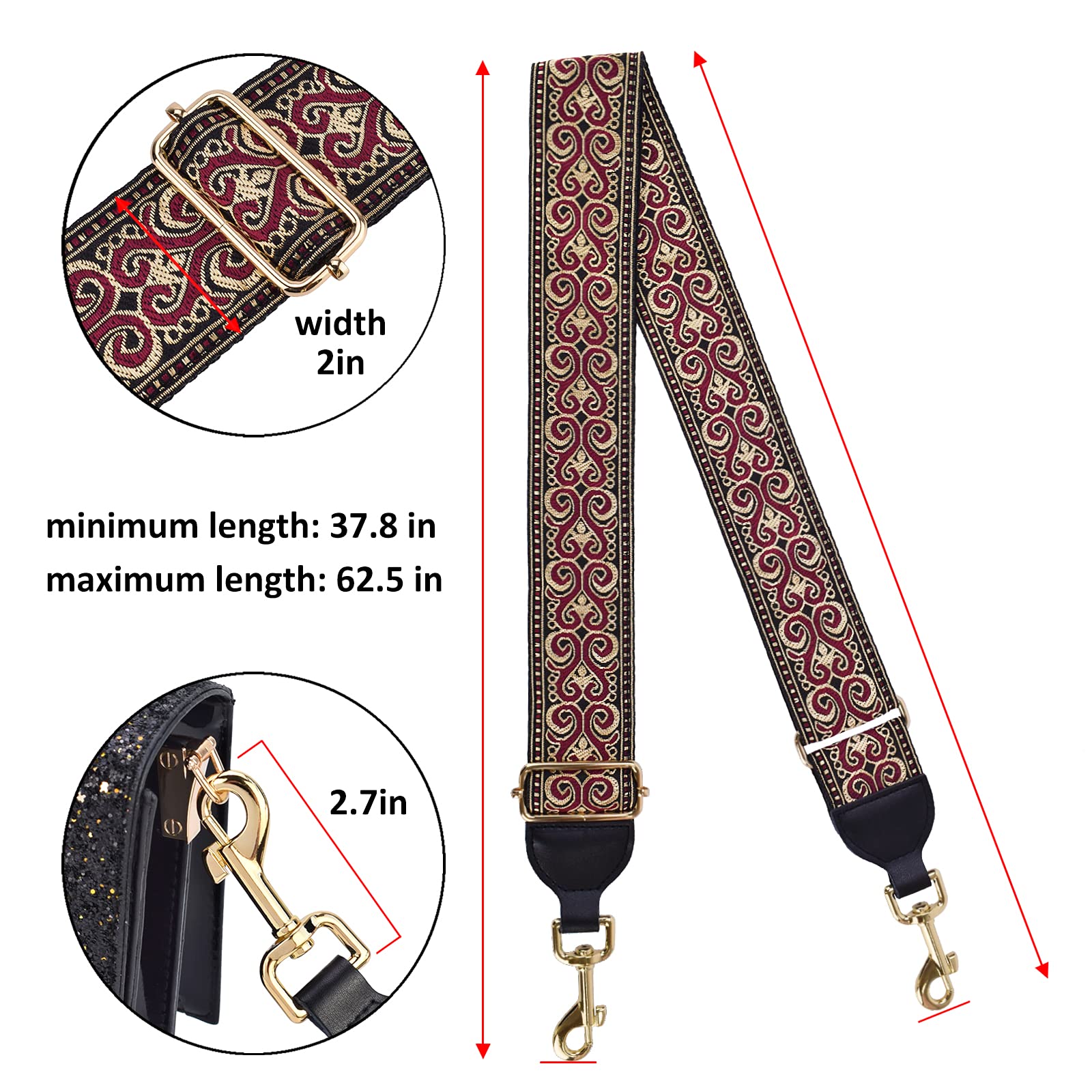 CLOUDMUSIC Replacement Handbag Strap - Adjustable Shoulder & Crossbody Purse Strap for Women & Girls | Perfect for Everyday Use, Travel & Fashion Accessories