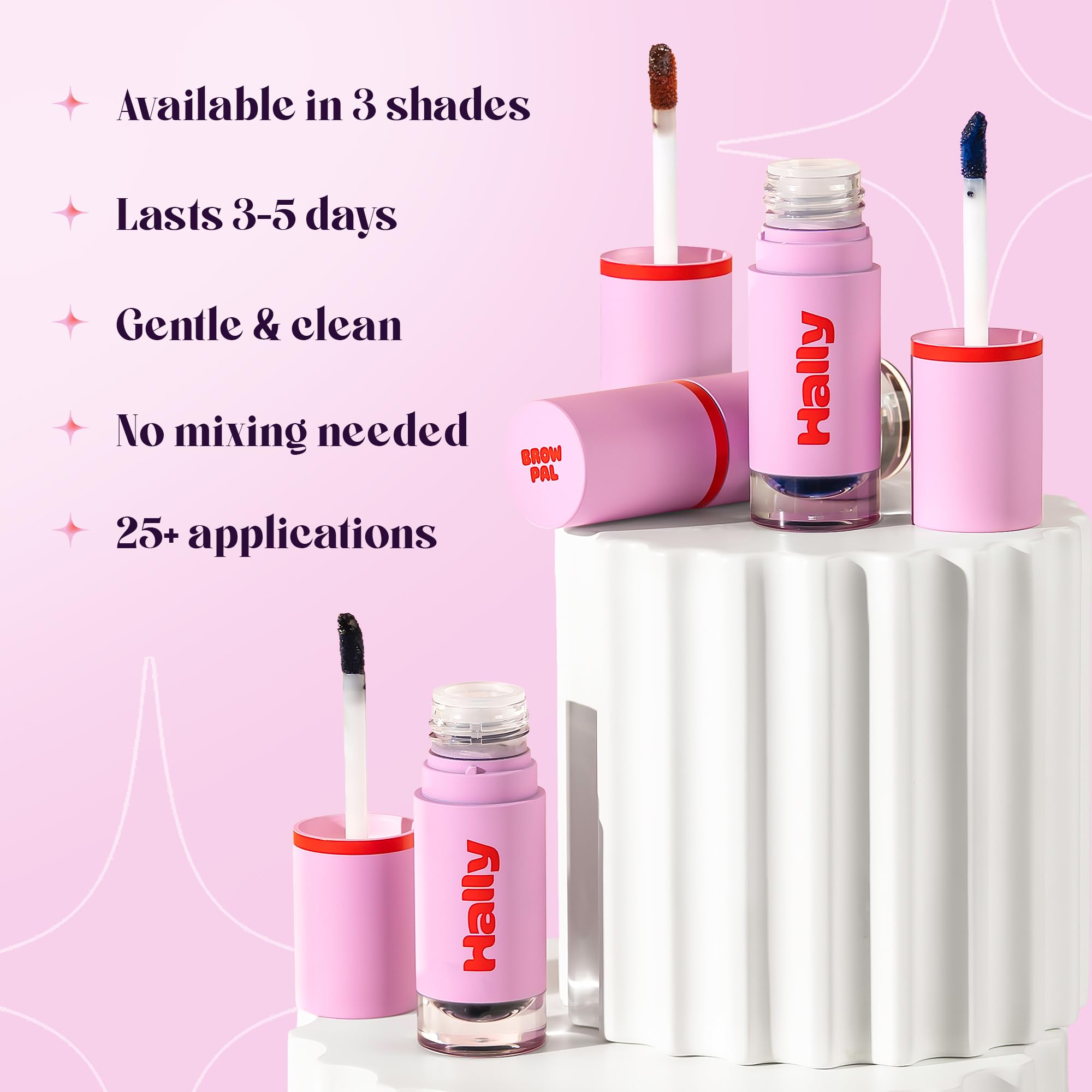 Hally Hair Brow Pal Eyebrow Tint in Navy - Gentle Temporary Eyebrow Gel for Women, Mess-Free Vegan Makeup - Darker Defined Fuller-Looking Brows Lasts 3-5 Days - Perfect for Daily Use, Special Occasions & Travel