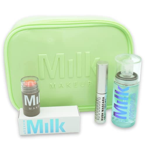 Milk Makeup The Overachievers Clean Makeup Set - Kush Mascara, Hydro Grip Primer, Setting Spray & Cream Blush Stick | Vegan & Cruelty-Free Beauty Kit for Flawless Makeup Application | Perfect for Everyday Wear, Special Occasions & On-The-Go Touch Ups