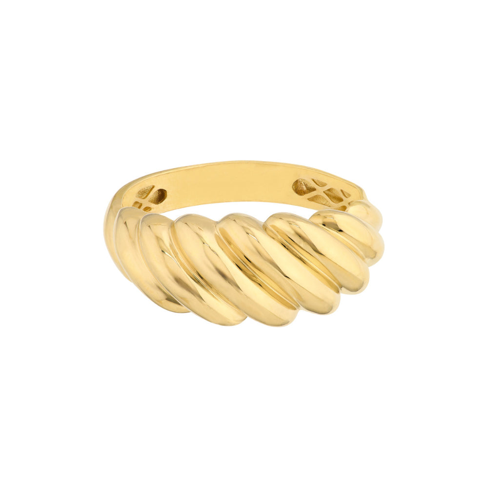 14K Gold Polished Twist Ribbed Ring for Women - Elegant Stackable Band Jewelry Gift for Her - Perfect for Weddings, Anniversaries & Everyday Wear