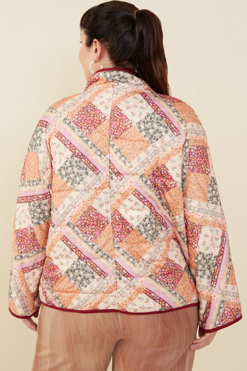 Women's Stylish Patch Print Quilted Lightweight Padded Jacket - Cozy Outerwear for Fall & Winter, Perfect for Casual Outings, Travel and Everyday Wear