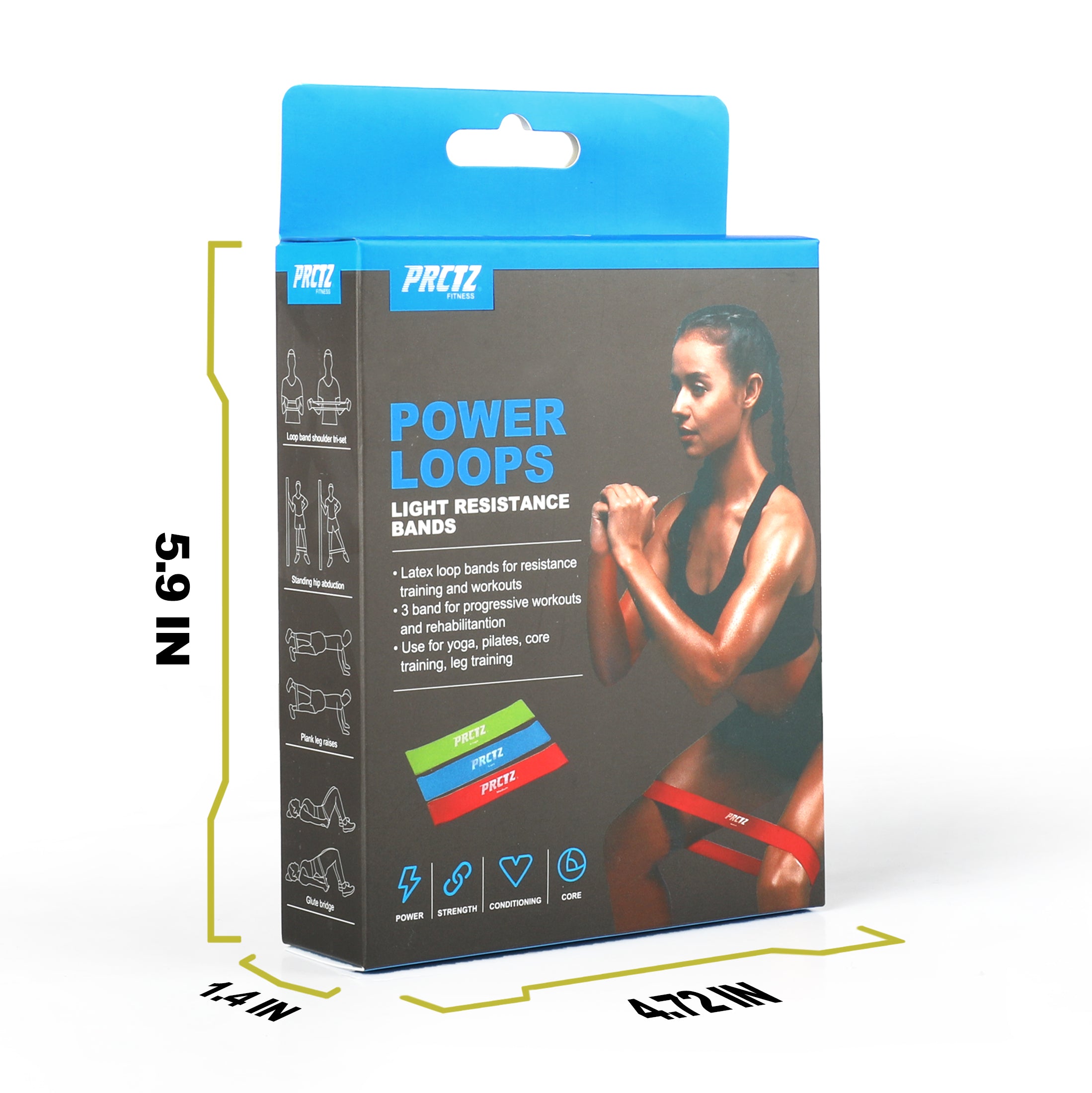 PRCTZ Resistance Loop Bands Set - 3 Pack for Home Workouts, Yoga, Pilates & Physical Therapy - Latex Free Exercise Bands for Strength Training & Mobility