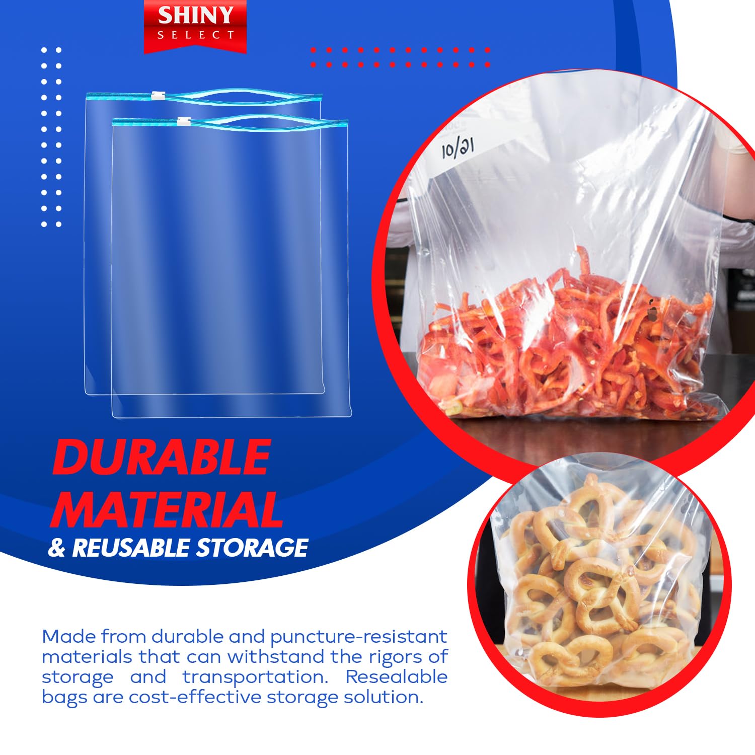 Extra Large 3 Gallon Slider Storage Bags - 25 Pack Heavy Duty 2 Mil Thick Resealable Clear Plastic Bags for Moving, Food Prep, Clothes, Toys, Shoes & Travel Essentials | Space Saving Storage Solution for Home, Office & Organization