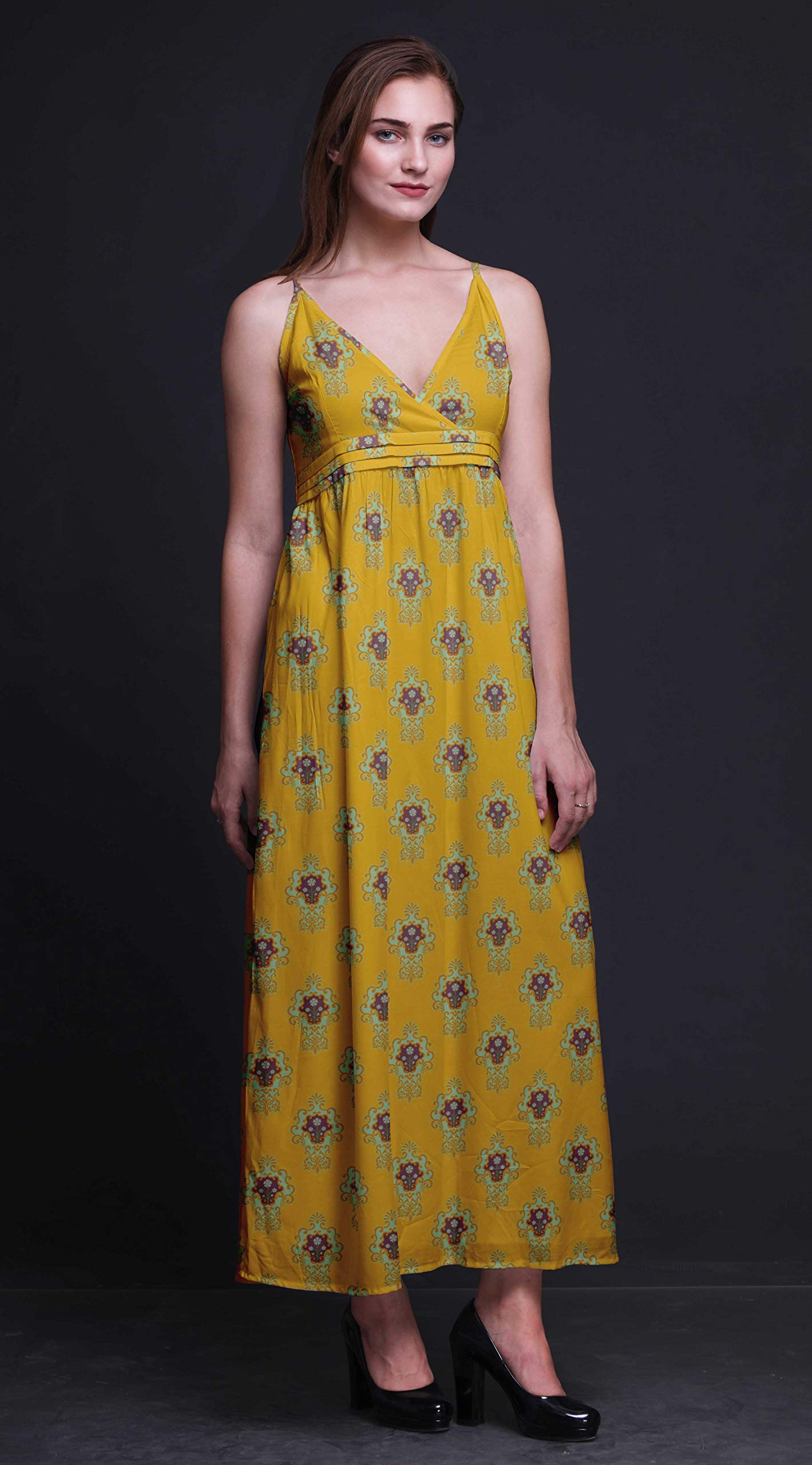 Bimba Women's Printed Sleeveless Bohemian Maxi Dress - Strappy Summer Beach Cover Up for Vacation, Pool Party & Outdoor Date Night