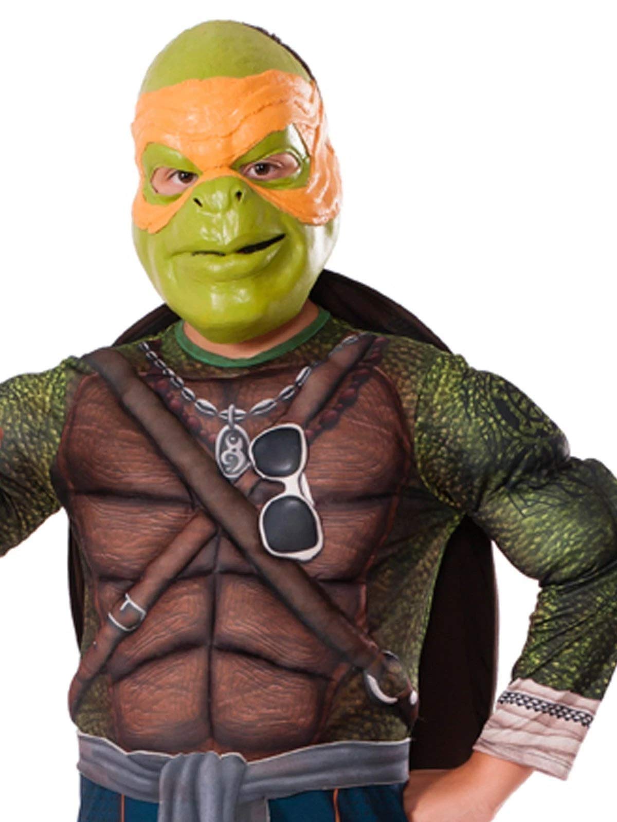 Rubies Teenage Mutant Ninja Turtles Deluxe Michelangelo Muscle-Chest Costume for Kids - Child Large Size | Perfect for Halloween, Cosplay & Birthday Parties