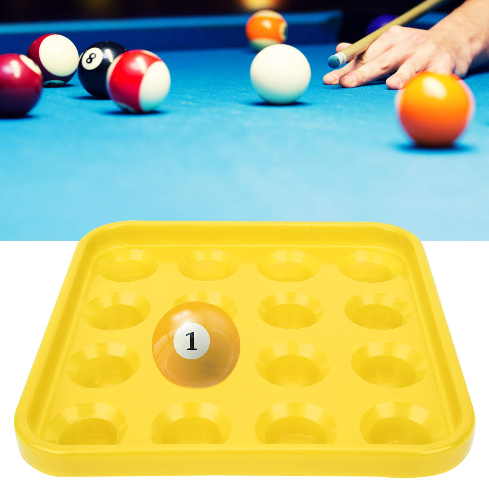 Premium Billiard Ball Holder Tray - Anti-Drop 5.9x5.9x1.6 Inch Pool Ball Storage Organizer for Snooker & Billiards - Durable Yellow Design for Pool Halls, Game Rooms & Home Bars