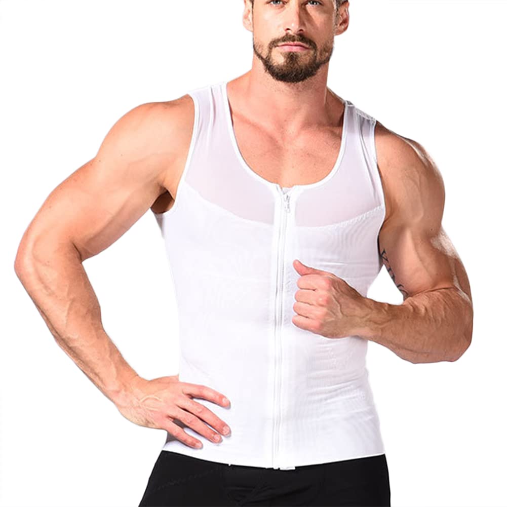 Men's Body Slimming Sleeveless Corset Vest - Breathable Mesh Shapewear with Zipper for Tummy Control & Waist Training | Perfect for Workouts, Weight Loss & Everyday Wear