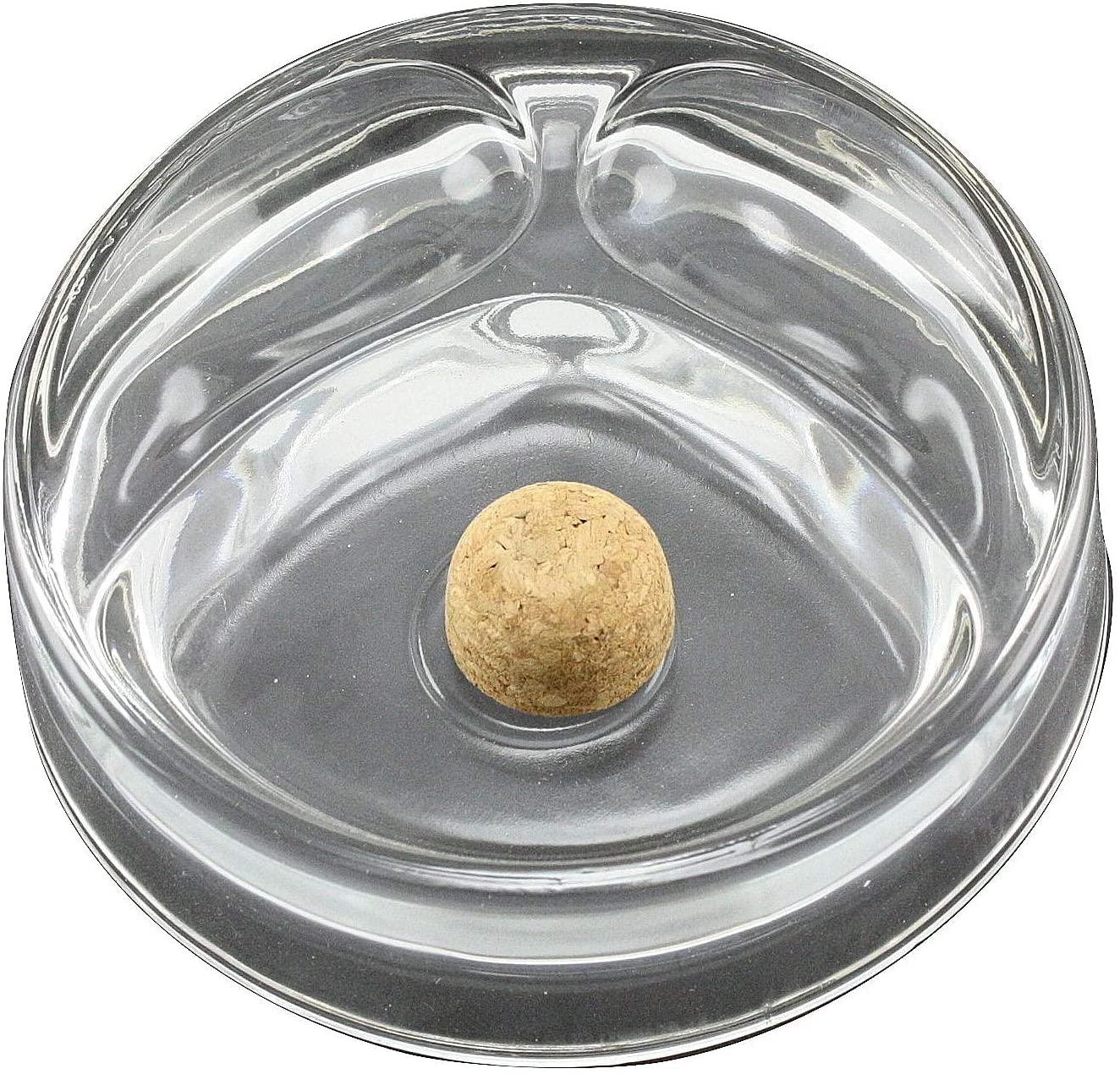 Premium Heavy Glass Tobacco Pipe Ashtray with Cork Knocker & 2 Pipe Stands - 6.5
