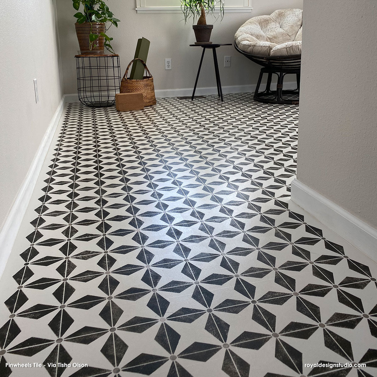 Pinwheels Tile Stencil - Reusable DIY Mosaic Tile Pattern for Kitchen Backsplash, Bathroom & Floor Decor | Perfect for Home Renovation & Craft Projects