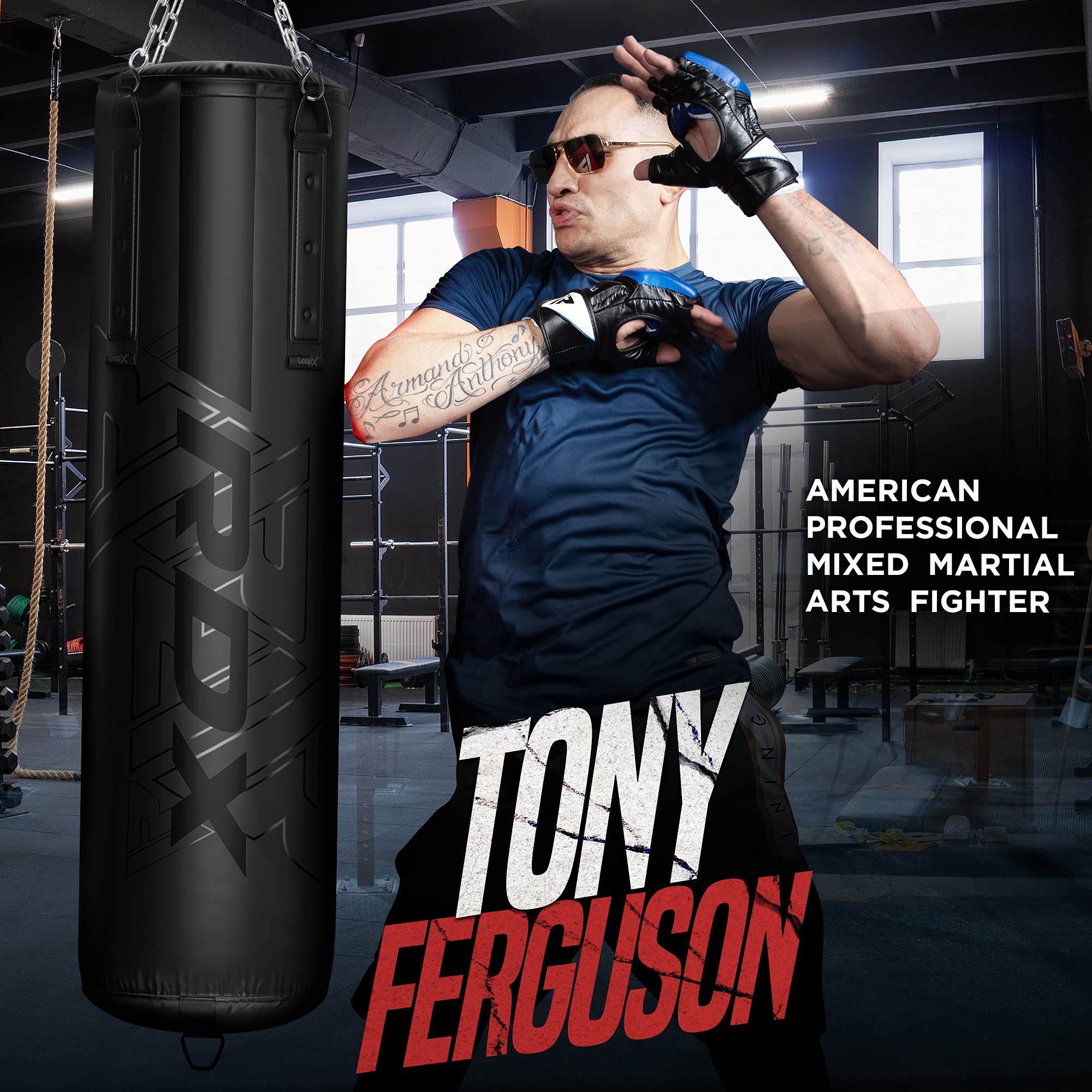 RDX 5ft Heavy Duty Punching Bag Set - 13pc Filled Boxing Bag with Anti-Swing Design, Maya Hide Leather, Includes MMA Gloves & Hanging Chains for Muay Thai, Kickboxing & Home Gym Workouts - Perfect for MMA Training, Fitness Routines & Combat Sports Practice