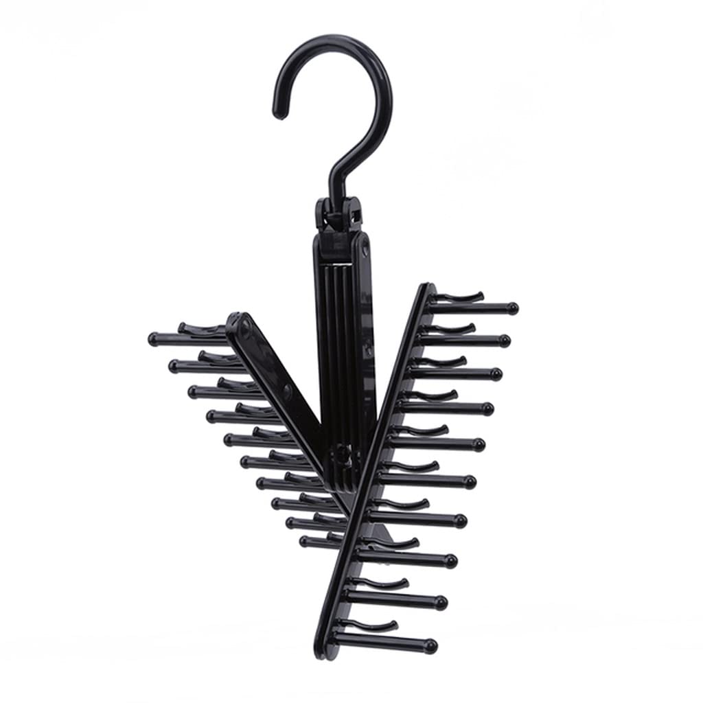 20 Rows Adjustable 360 Degree Rotating Tie Rack Belt Scarf Hanger - Multifunctional Closet Organizer for Neckties, Belts & Accessories - Perfect for Home, Office & Travel Storage Solutions