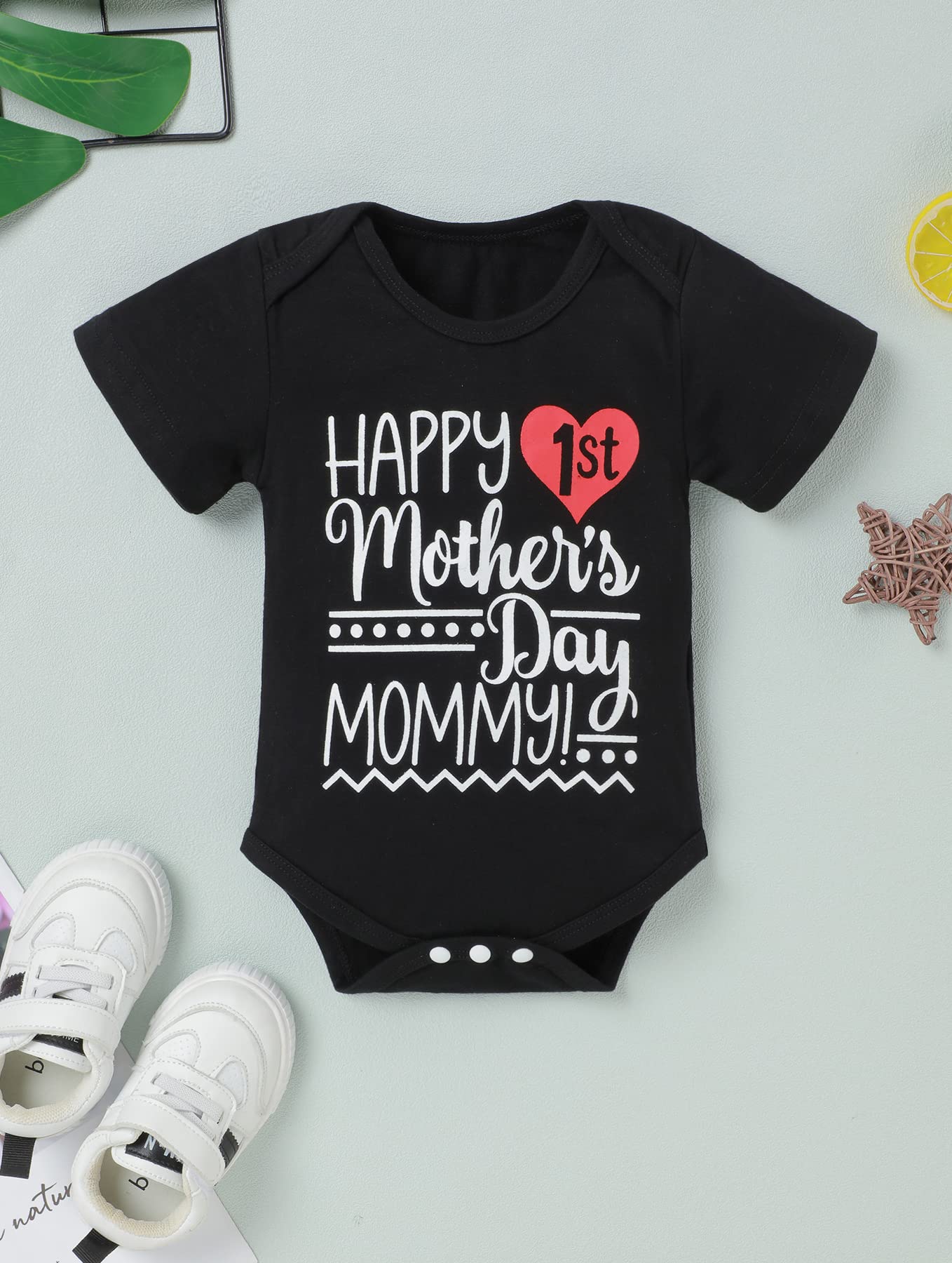 Happy First Mother's Day Outfit - Newborn Baby Boy & Girl Bodysuit & Romper Set - Perfect for Summer Photos, Gifts & Celebrations