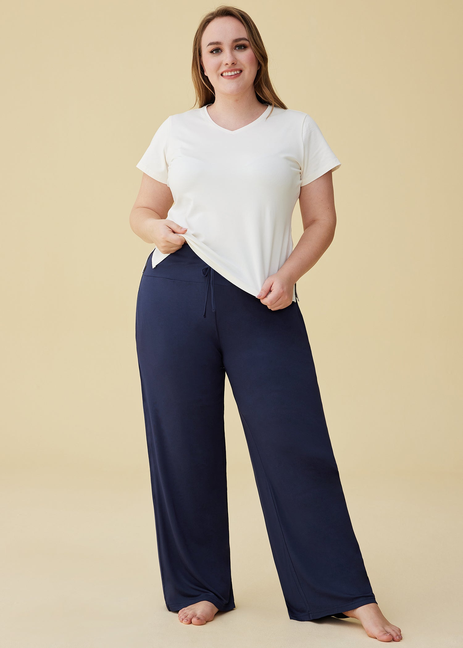 Soft & Comfortable Women's Bamboo Viscose Wide Leg Lounge Pants - Breathable Palazzo Sleep Bottoms for Yoga, Home Relaxation & Travel