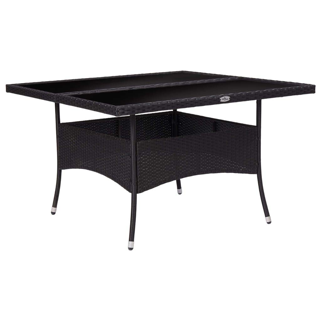 vidaXL Black PE Rattan Patio Dining Table with Storage - Outdoor Garden Furniture for Front Porch, Deck, Lawn & Backyard | Perfect for Dining, Entertaining & Relaxing