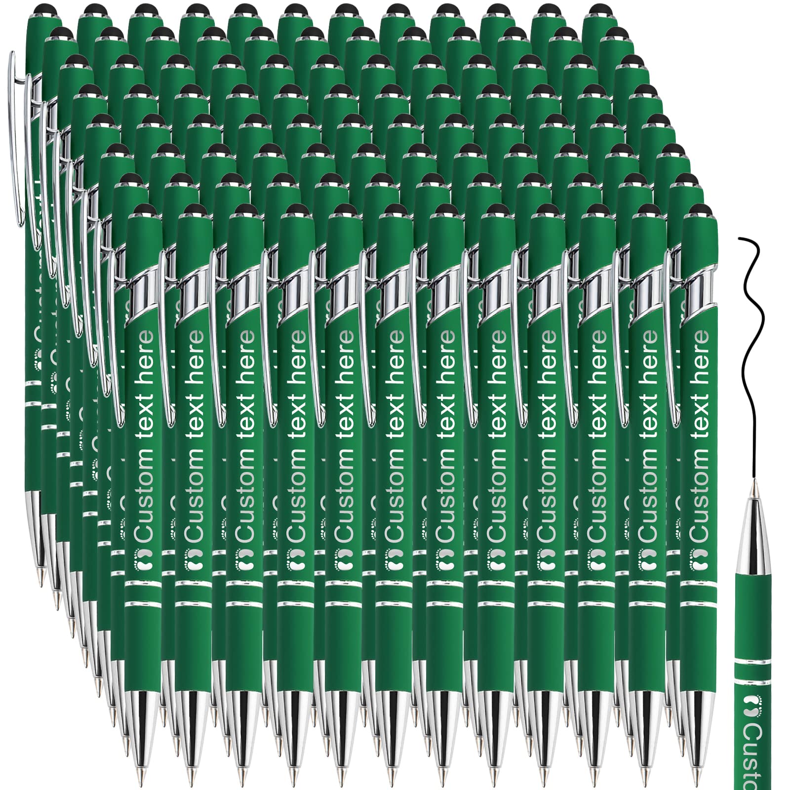**Amlion Custom Personalized Ballpoint Pens with Stylus - Engraved Name, Message, or Logo - Bulk Orders (12, 24, 48, 96 PCS) - Black Ink - Perfect for Christmas Gifts, Wedding Favors, Business Promotions & Graduation Presents**