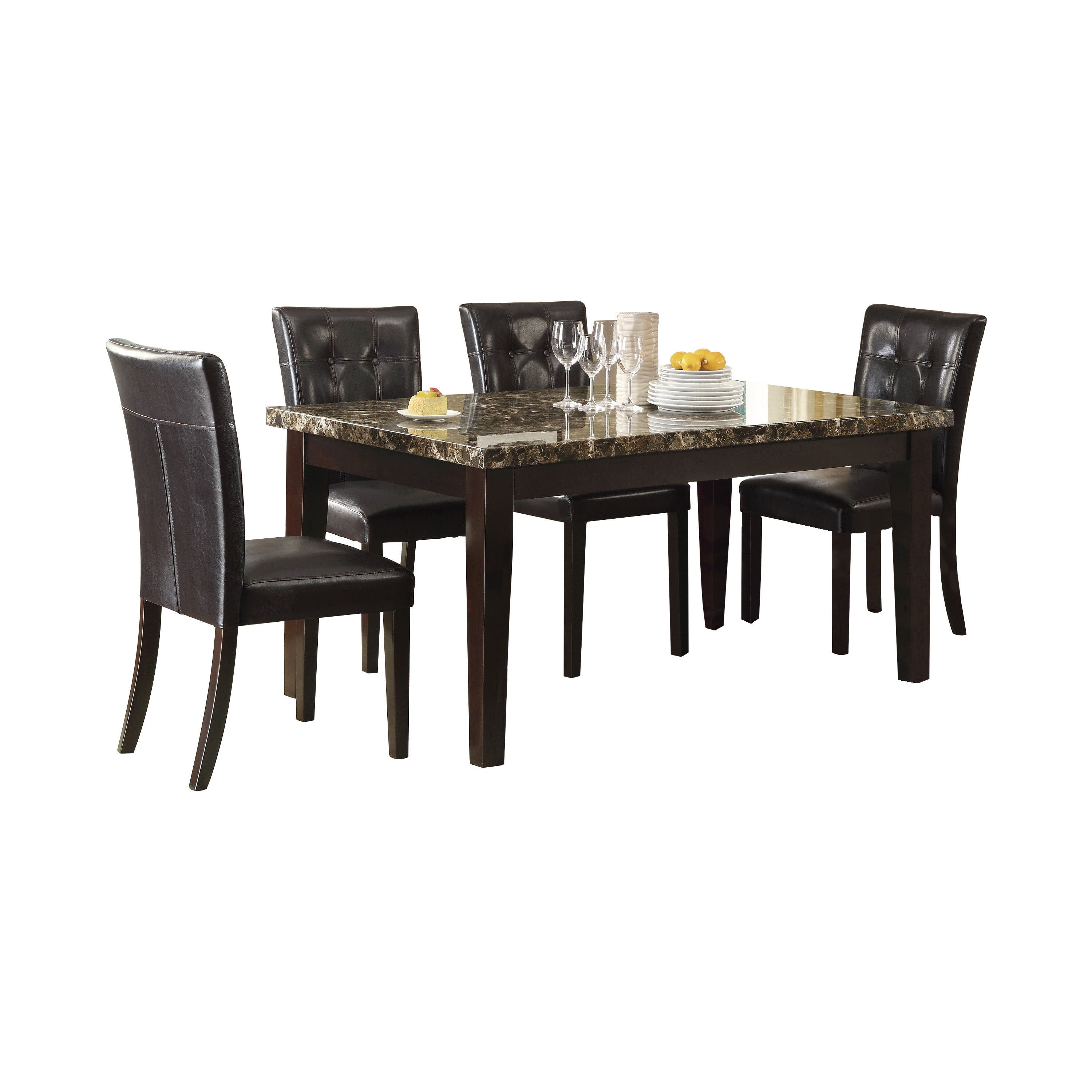 2pc Button Tufted Side Chairs Set - Solid Wood Frame with Espresso Finish - Perfect for Dining Room, Kitchen Nook, or Home Office Seating