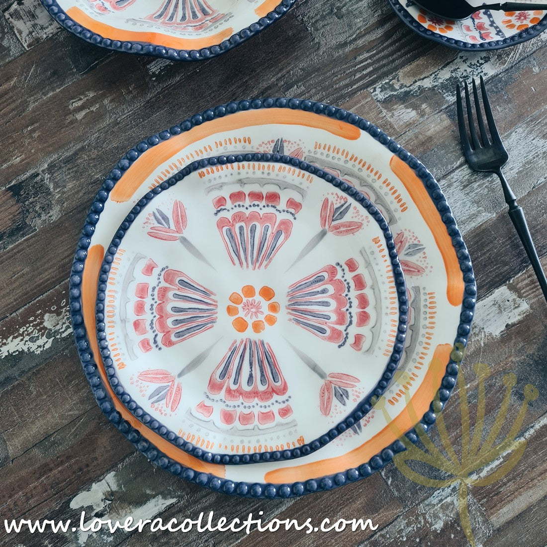 Afrocentric Orange Dinnerware Set - Elegant Ceramic Plates & Bowls for African-Themed Dining - Perfect for Family Dinners, Cultural Events & Restaurant Decor