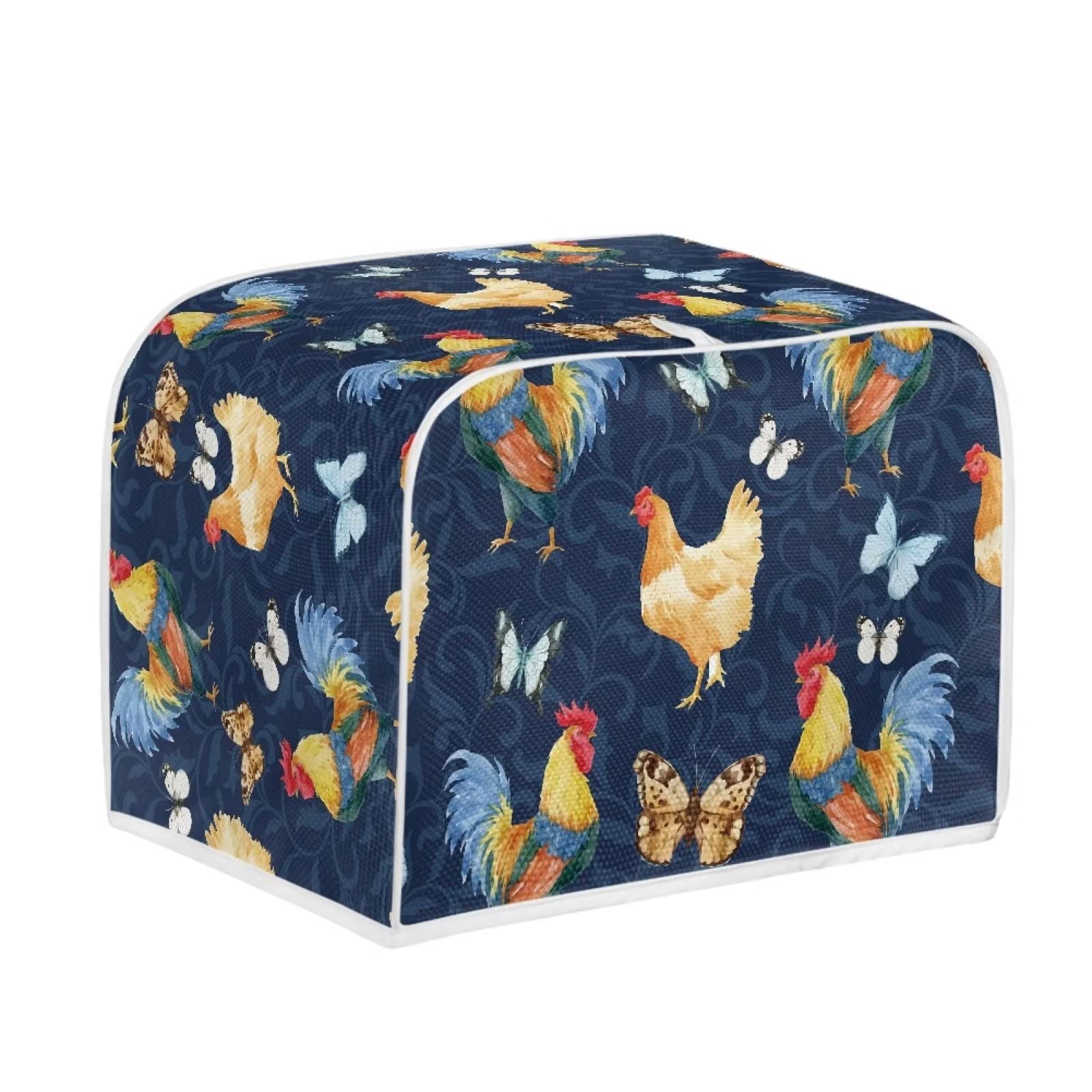 Chicken Print 4-Slice Toaster Cover - Butterfly Rooster Design Bread Maker Protector | Dustproof & Fingerprint Resistant Kitchen Appliance Cover | Machine Washable | Perfect for Toasters, Bread Machines & Small Kitchen Appliances