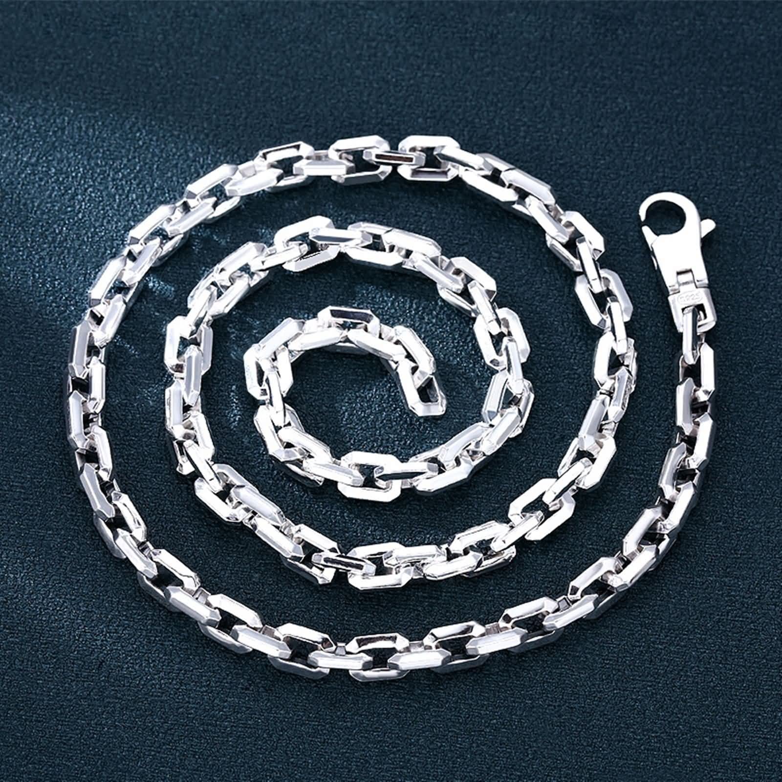 6mm Sterling Silver Pendant Necklace Chain for Men - 20 Inch Link Chain for Everyday Wear, Gifts & Special Occasions