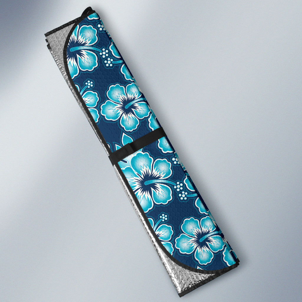 Blue Hibiscus Hawaiian Flower Car Sun Shade - UV Protection Window Shade for Vehicles - Perfect for Summer Beach Trips & Road Travel