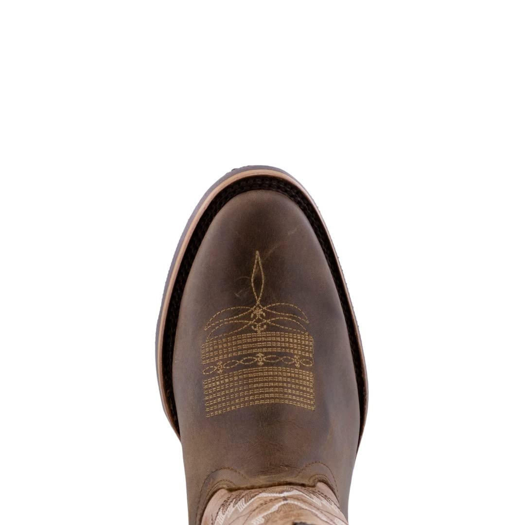 Men's Honey Brown Western Leather Cowboy Boots - Rodeo & Saddle Roper Toe - Perfect for Country Dancing, Rodeo Events & Western Fashion